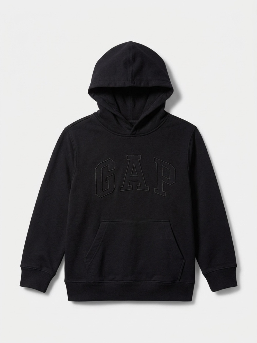 GAP Black Kids Pullover Hoodie with Embroidered Logo